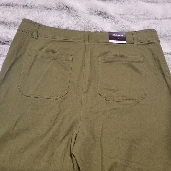 Ava & Viv High Rise Wide-leg crop pants, green size 17, NWT - Picture 4 of 11